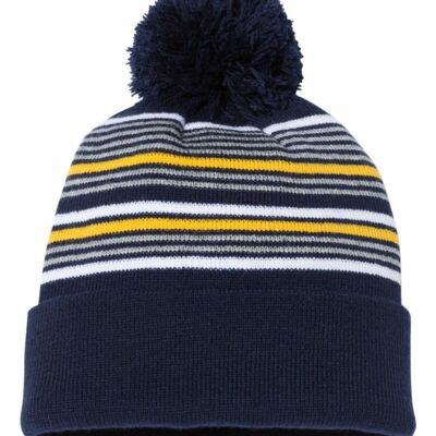 12" Striped Pom-Pom Cuffed Beanie Thumbnail