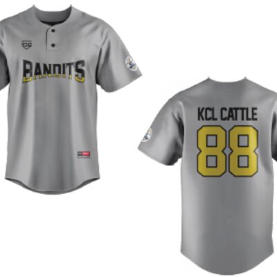 Coaldale Bandits Baseball Jersey - Grey - Adult (KCL Cattle) Thumbnail