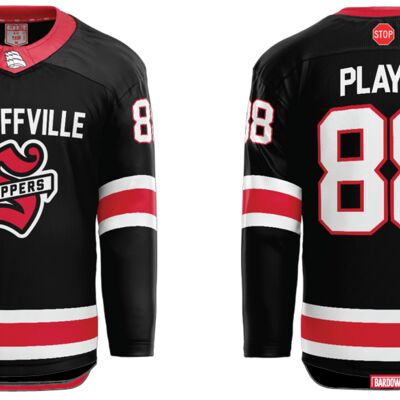 Stouffville Clippers Cut & Sew Hockey Jersey Black - ADULT Thumbnail