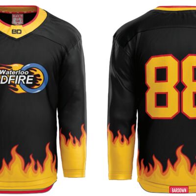 Waterloo Wildfire Black Sublimated Hockey Jersey - JR Thumbnail