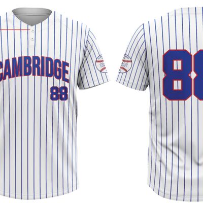 Cambridge Cubs Pinstripe Two-Button Baseball Jersey - Adult Thumbnail