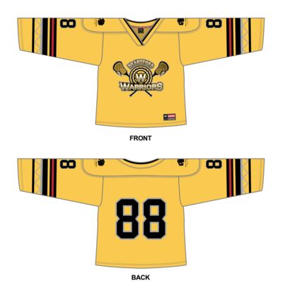 Brantford Warriors Box Lacrosse V-Neckline Jersey (with sponsor logo) - Youth Thumbnail